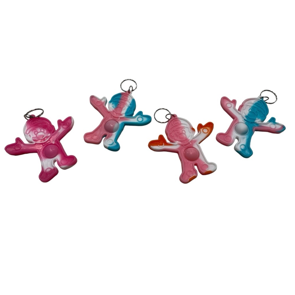 Mario Push Bubble Pop-on-it Key Chain Fidget Sensory Toy Stress Relief Lot of 4